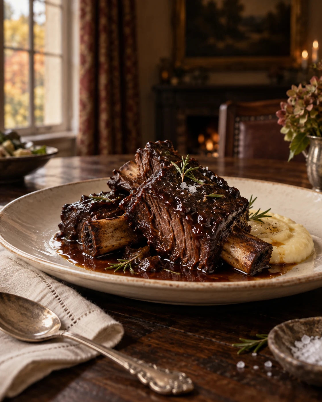 Balsamic-Braised Short Ribs with Rosemary & Butcher Salt