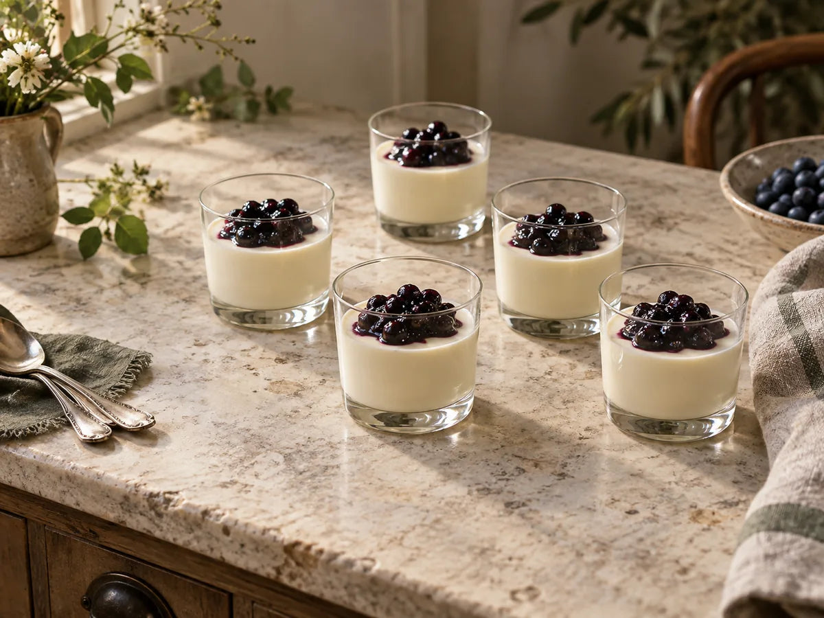 Buttermilk Panna Cotta with Wild Blueberry Jam