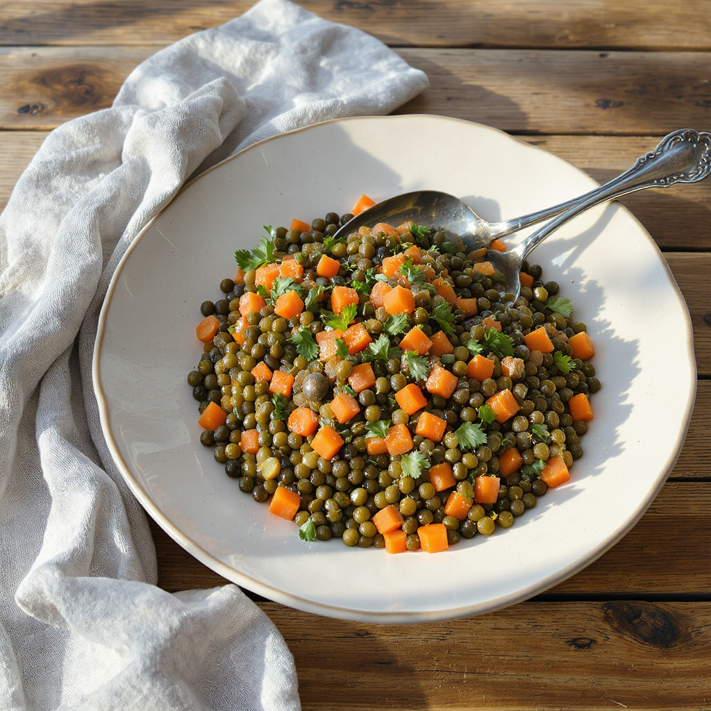 French Green Lentils with Lemon-Thyme Mustard, Capers & Herbs