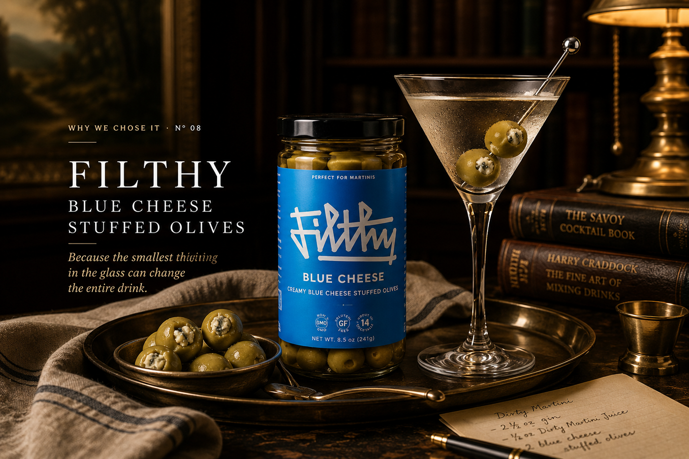 WHY WE CHOSE IT · Nº 08  - FILTHY Blue Cheese Stuffed Olives
