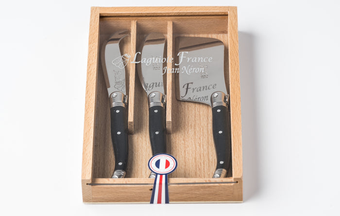 Laguiole Mini Black Cheese Set in Presentation Box (Set of 3)