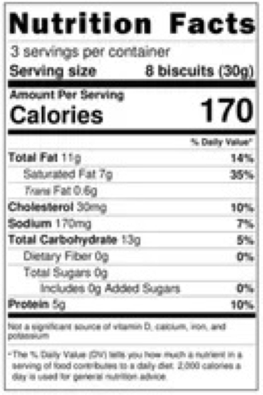 Drinks biscuits nutrition facts