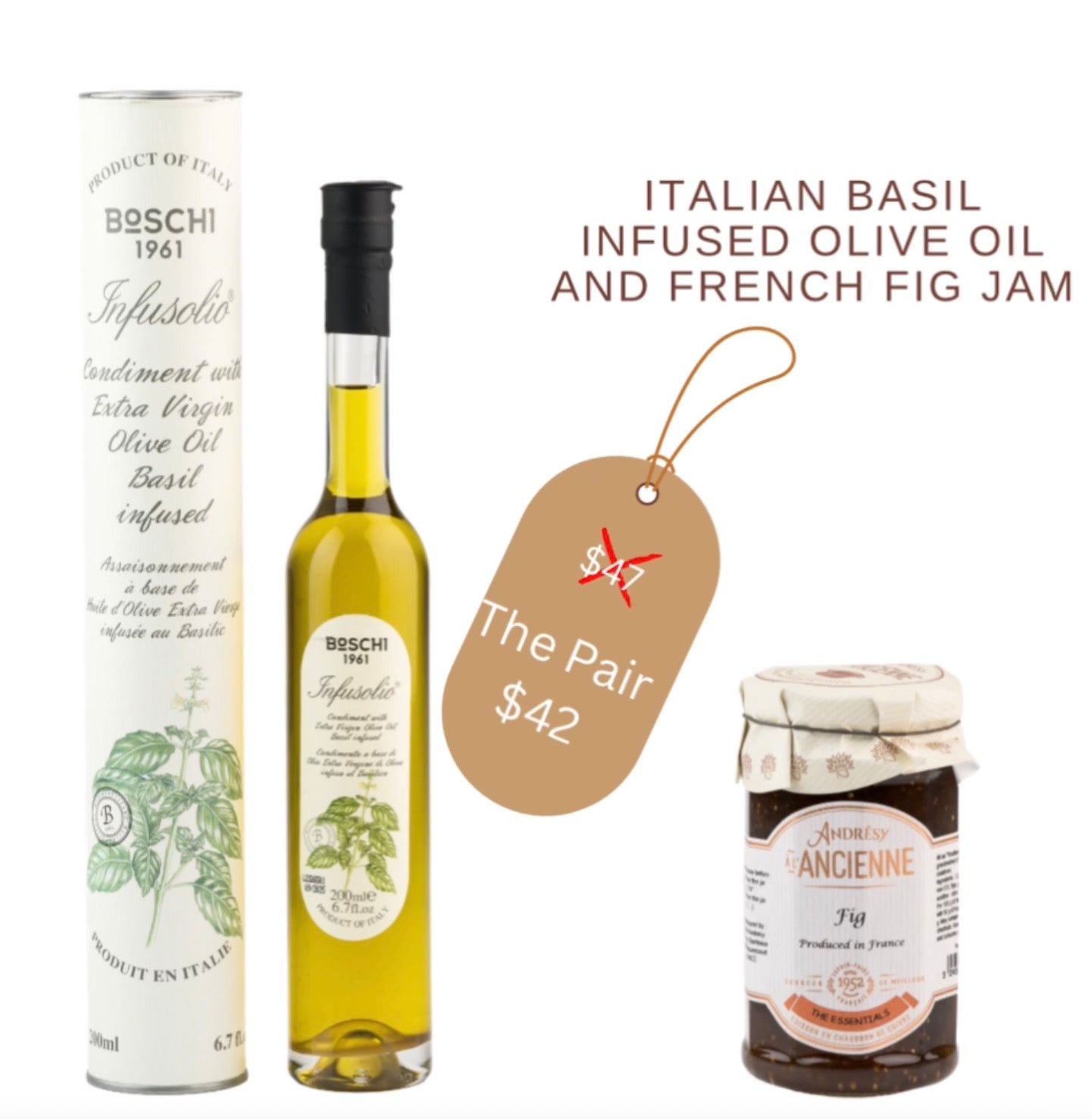 The Perfect European Pair - Basil Infused Olive Oil & French Fig Jam