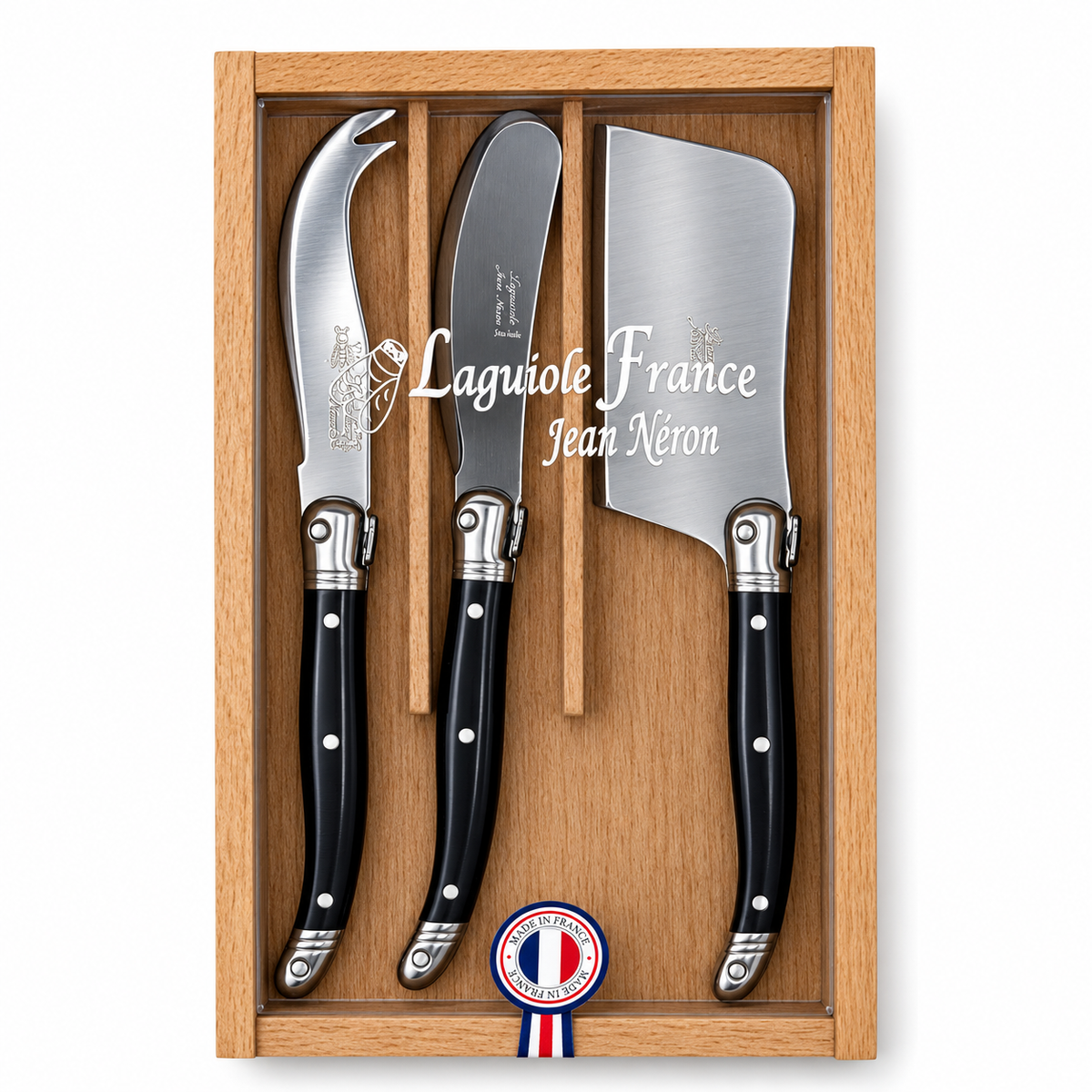 Laguiole Mini Black Cheese Set in Presentation Box (Set of 3)