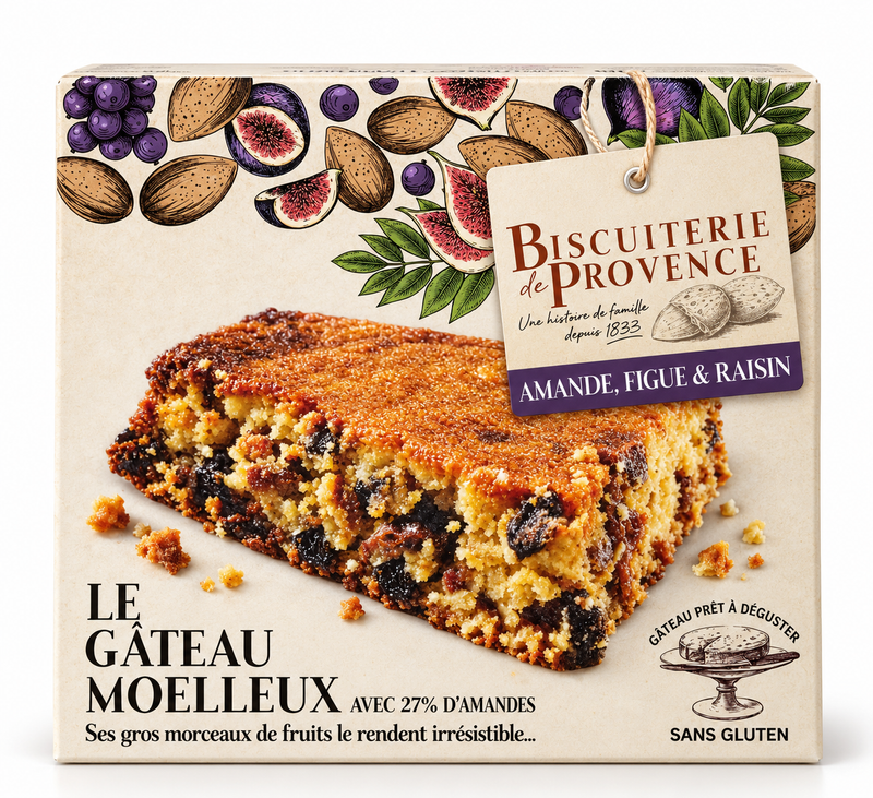 Biscuiterie de Provence Almond, Fig & Raisin Gâteau Moelleux