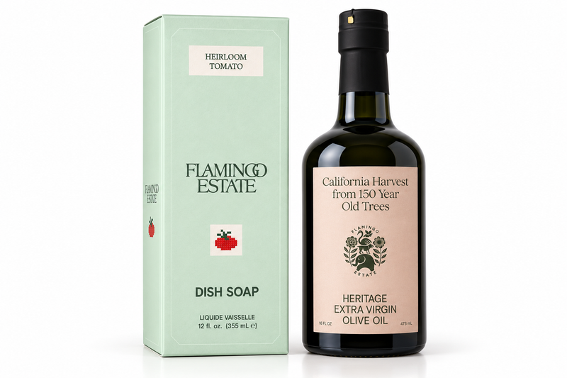 Flamingo Estate Kitchen Gift Duo — Olive Oil & Tomato Dish Soap