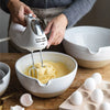 Pantry Bowl used for baking batter with a hand mixer