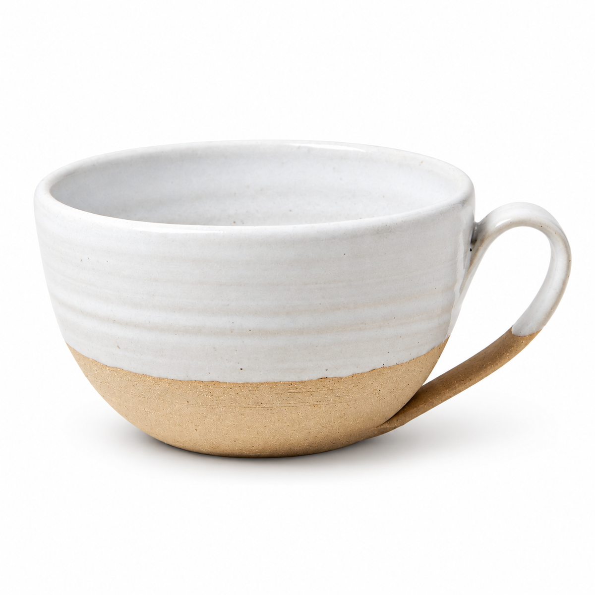 Large 22 oz Farmhouse Pottery Pantry Mug in white glazed stoneware with a natural clay base