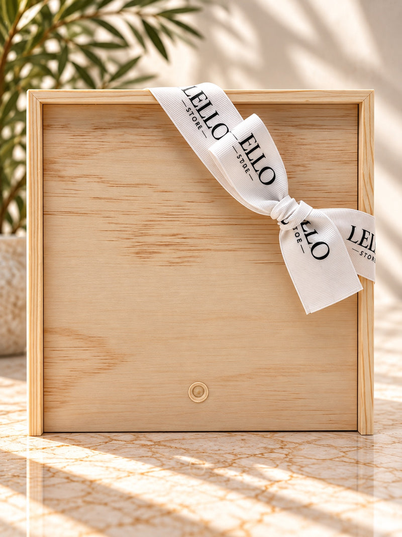Lello wooden gift box with signature white ribbon