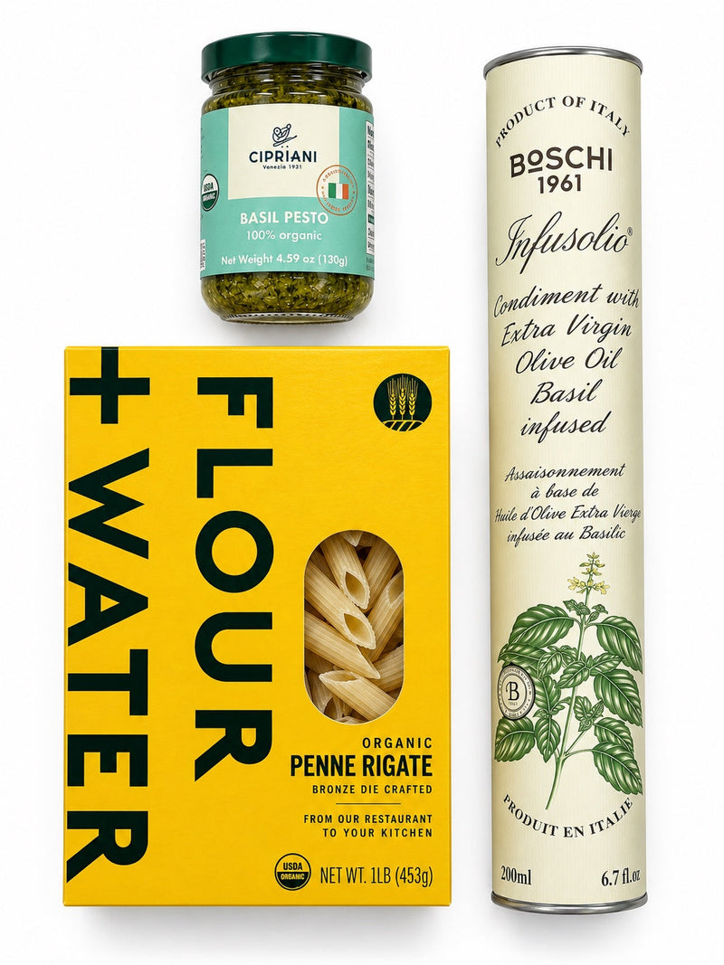 The Basil Affair — Penne, Pesto & Basil Olive Oil