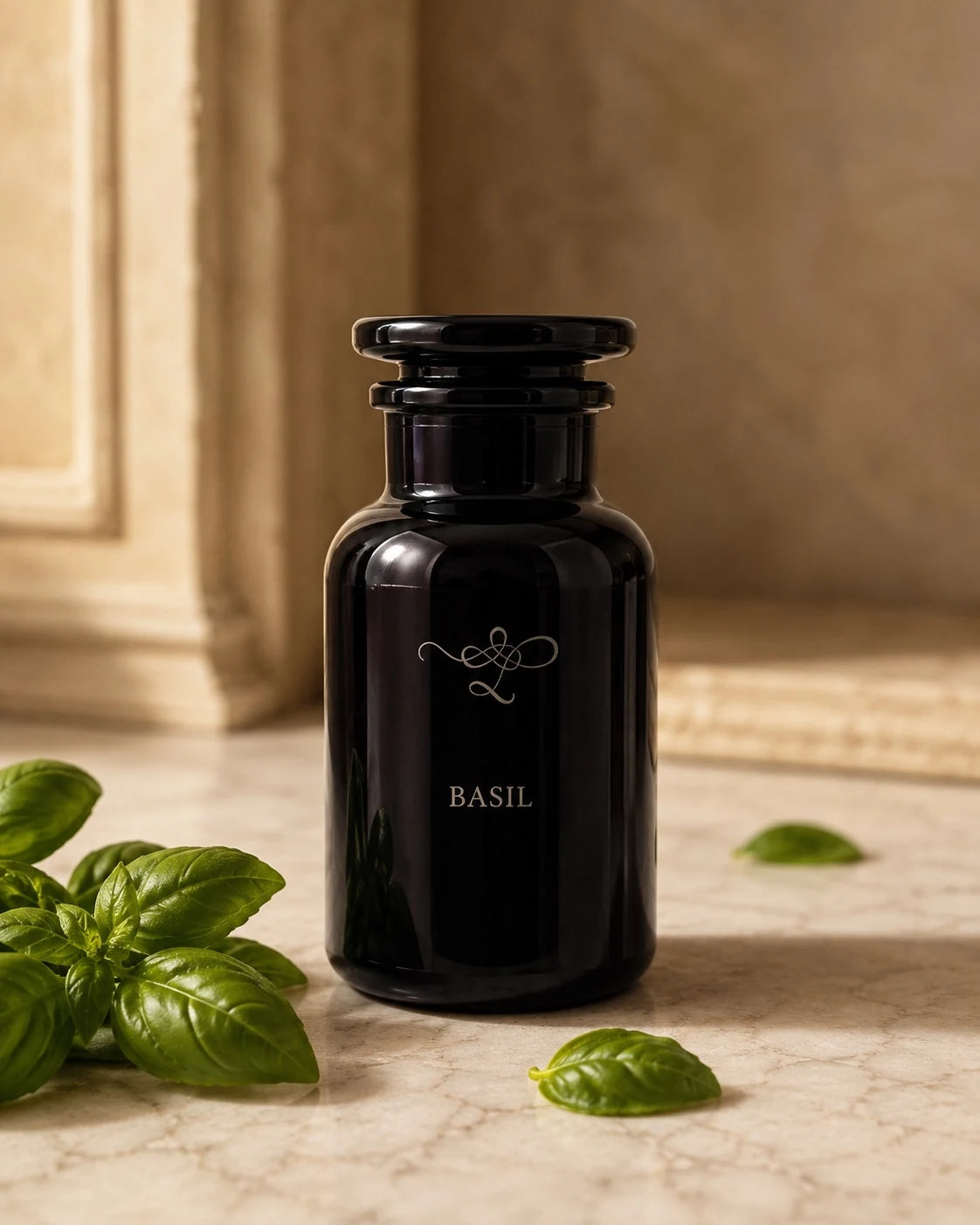 Lello Basil etched dark violet apothecary vessel