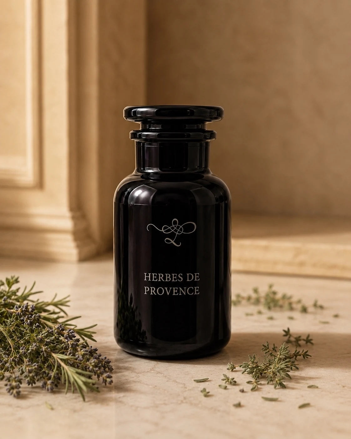 Lello Herbes de Provence etched dark violet apothecary vessel