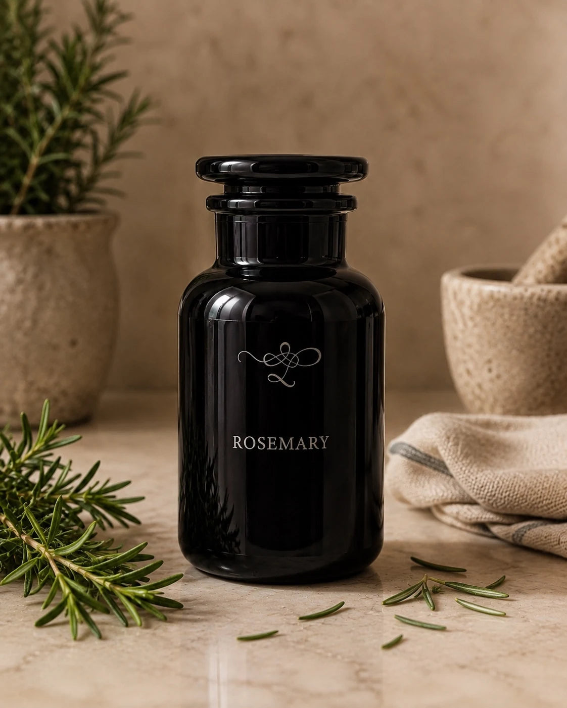Lello Rosemary etched dark violet apothecary vessel