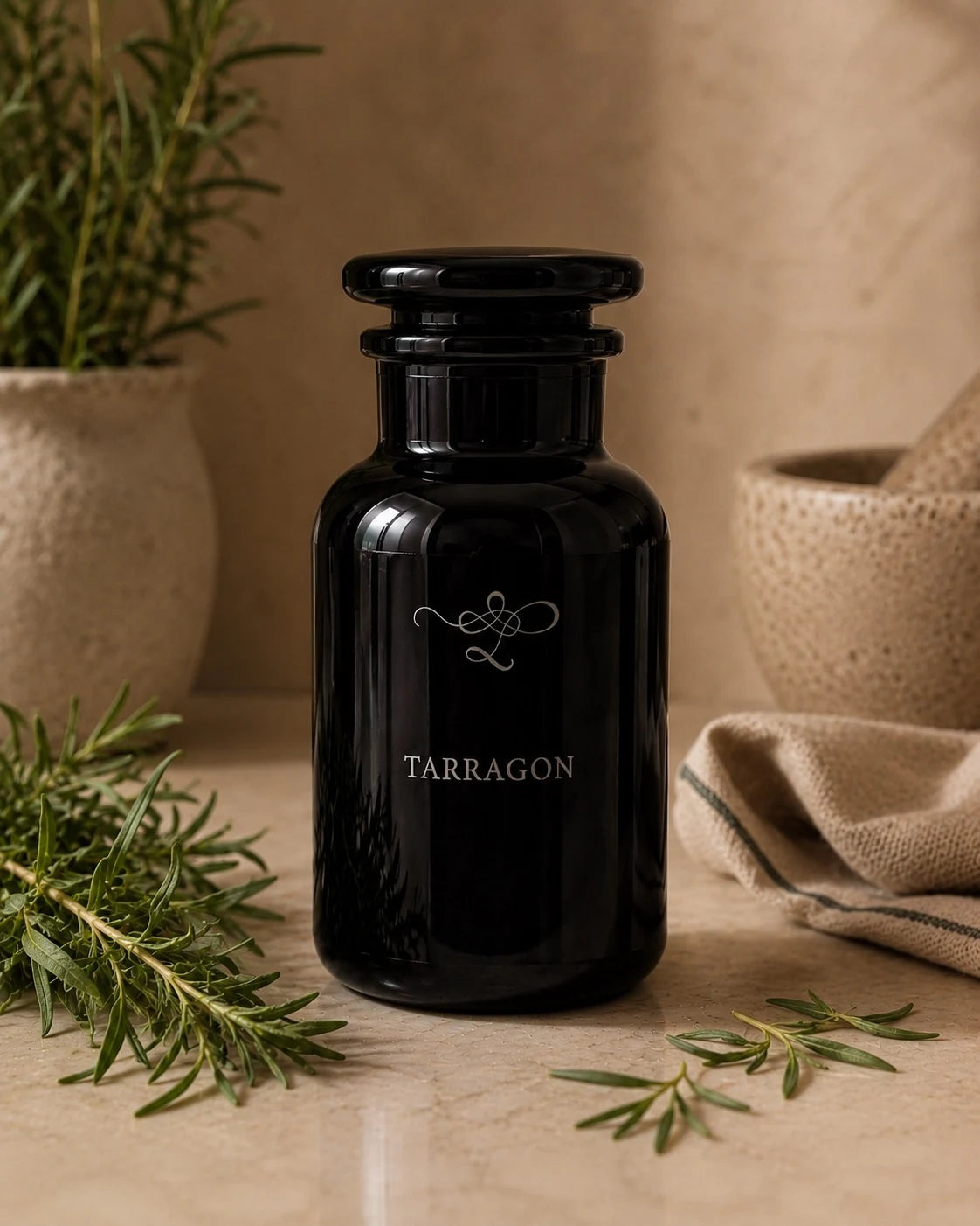 Lello Tarragon etched dark violet apothecary vessel