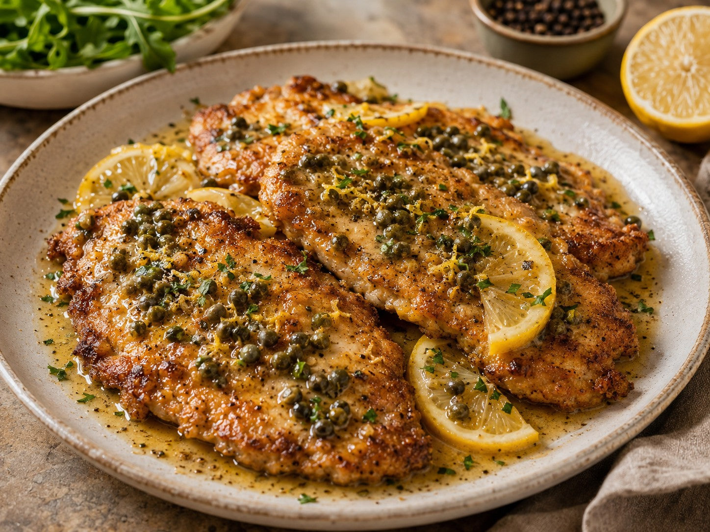 Crispy Chicken Cutlets with Caper-Lemon Butter