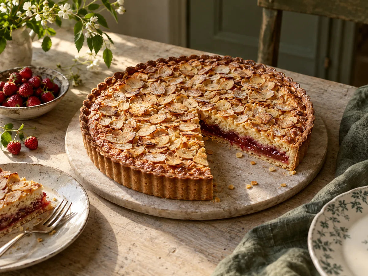French Strawberry Jam Tart with Almond Cream
