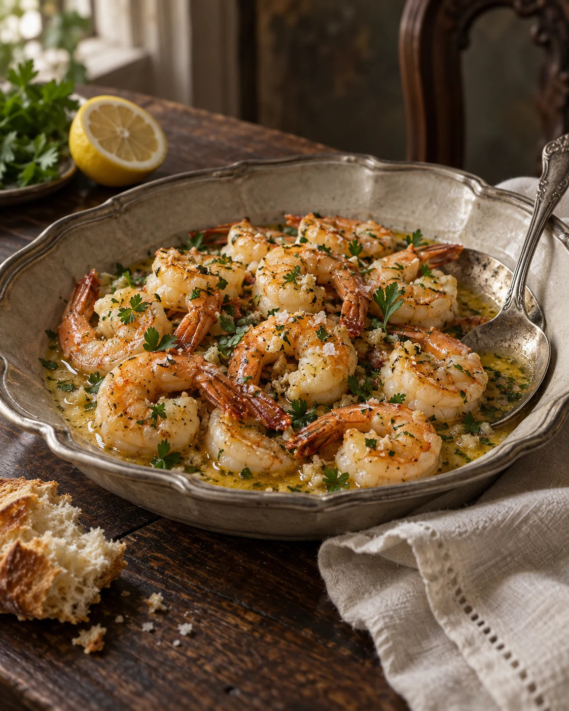Garlic Butter Shrimp Scampi with Lemon Olive Oil & Fleur de Sel