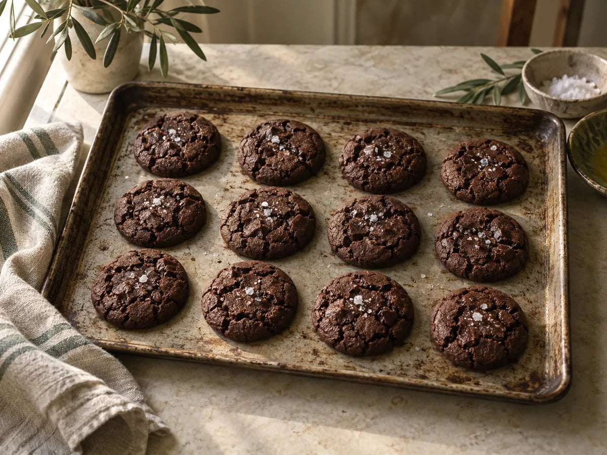 Dark Chocolate Olive Oil Cookies with Fleur de Sel