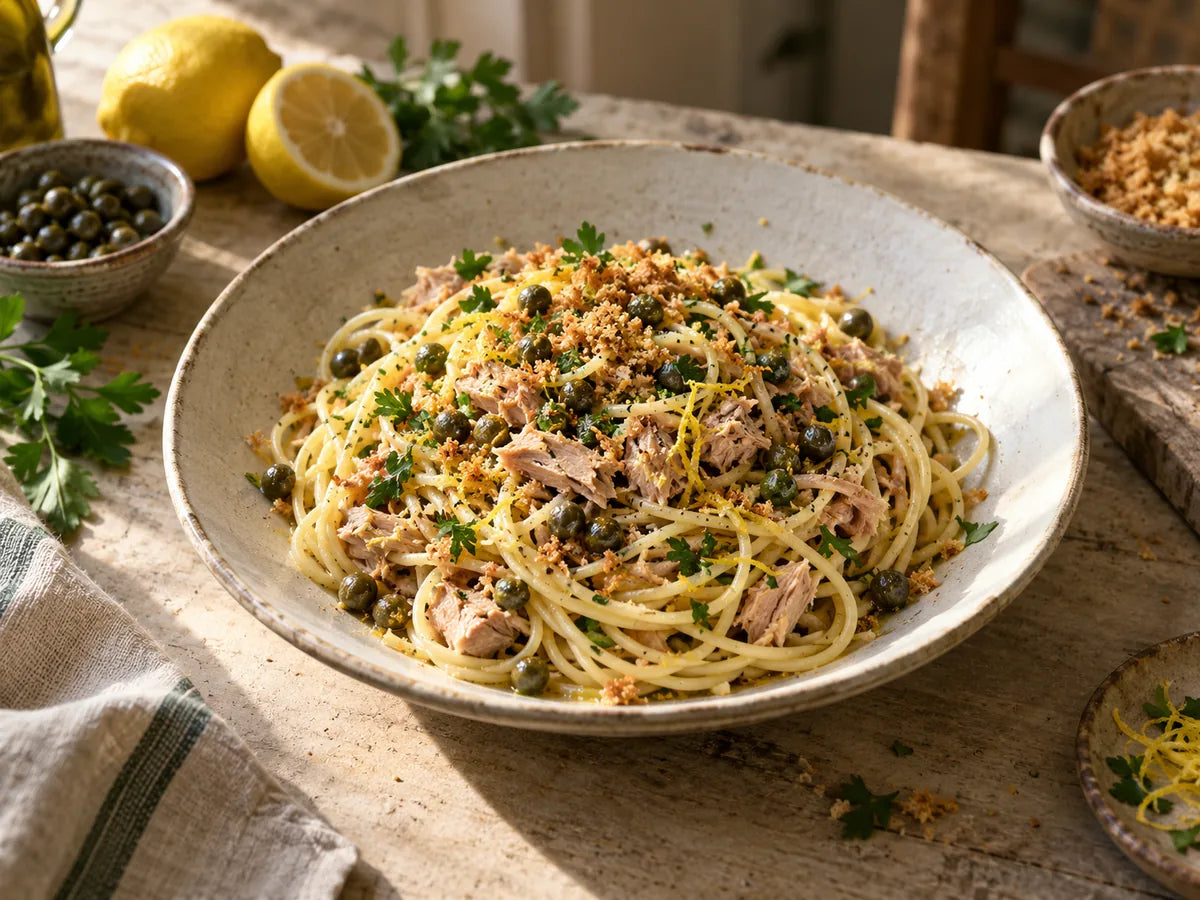 Sicilian Tuna Pasta with Capers & Breadcrumbs