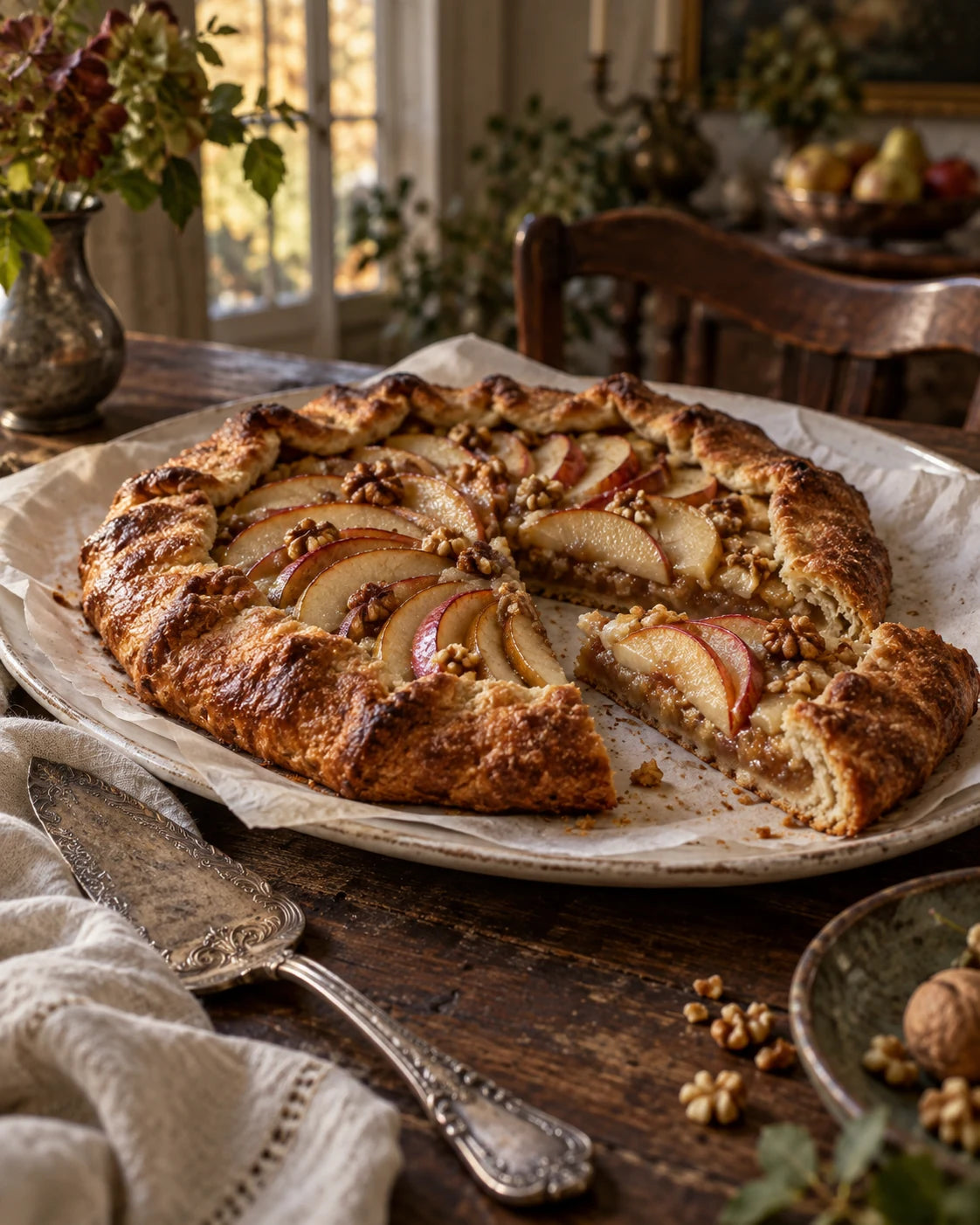 French Apple Galette with Apple, Pear & Walnut Jam