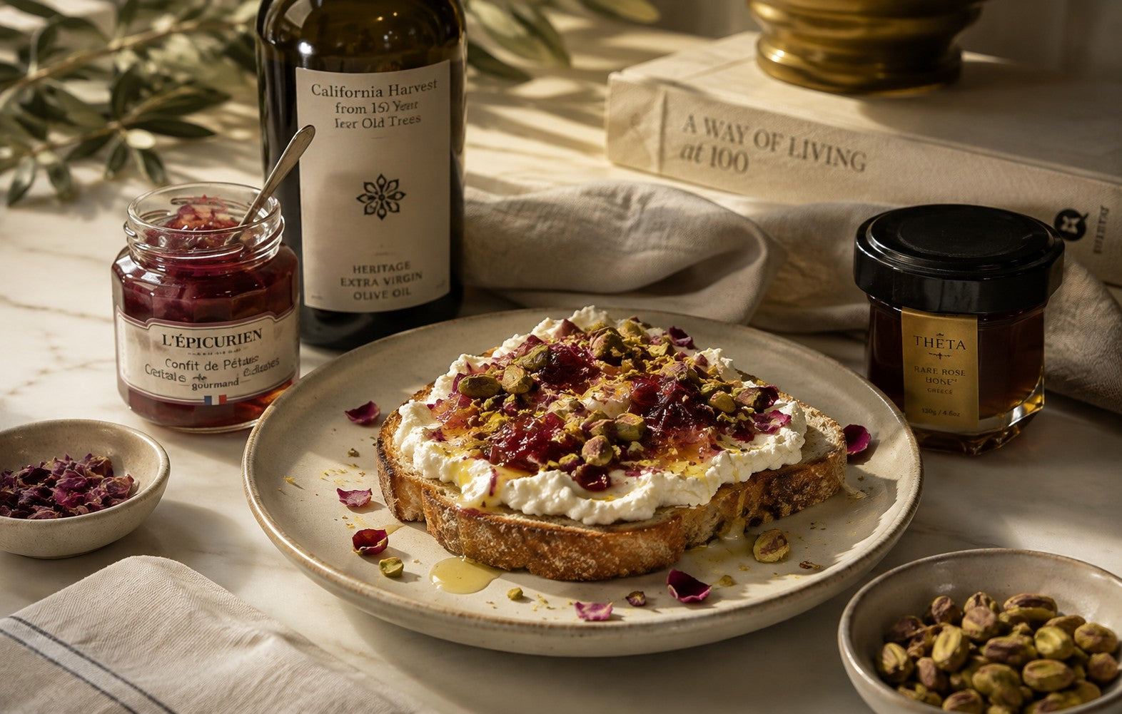 Whipped Ricotta with Rose Petal Confit